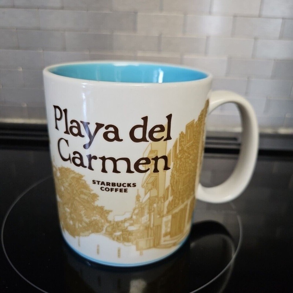 Starbucks 2016 Playa del Carmen 16 oz. Coffee Tea Mug Cup Palm Trees - EUC‎